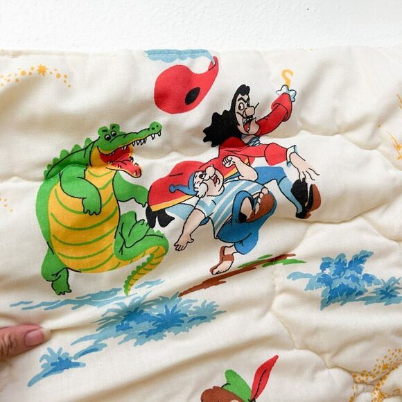 VINTAGE DISNEY Peter Pan Quilted Baby Blanket/Bunting Sleeping Bag Crib - Picture 8 of 9